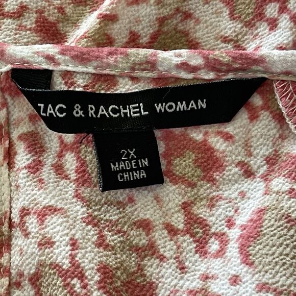 Zac & Rachel 2X-Large Top Abstract Balloon Sleeves Scoop Neck Crochet Smocked - Picture 8 of 8